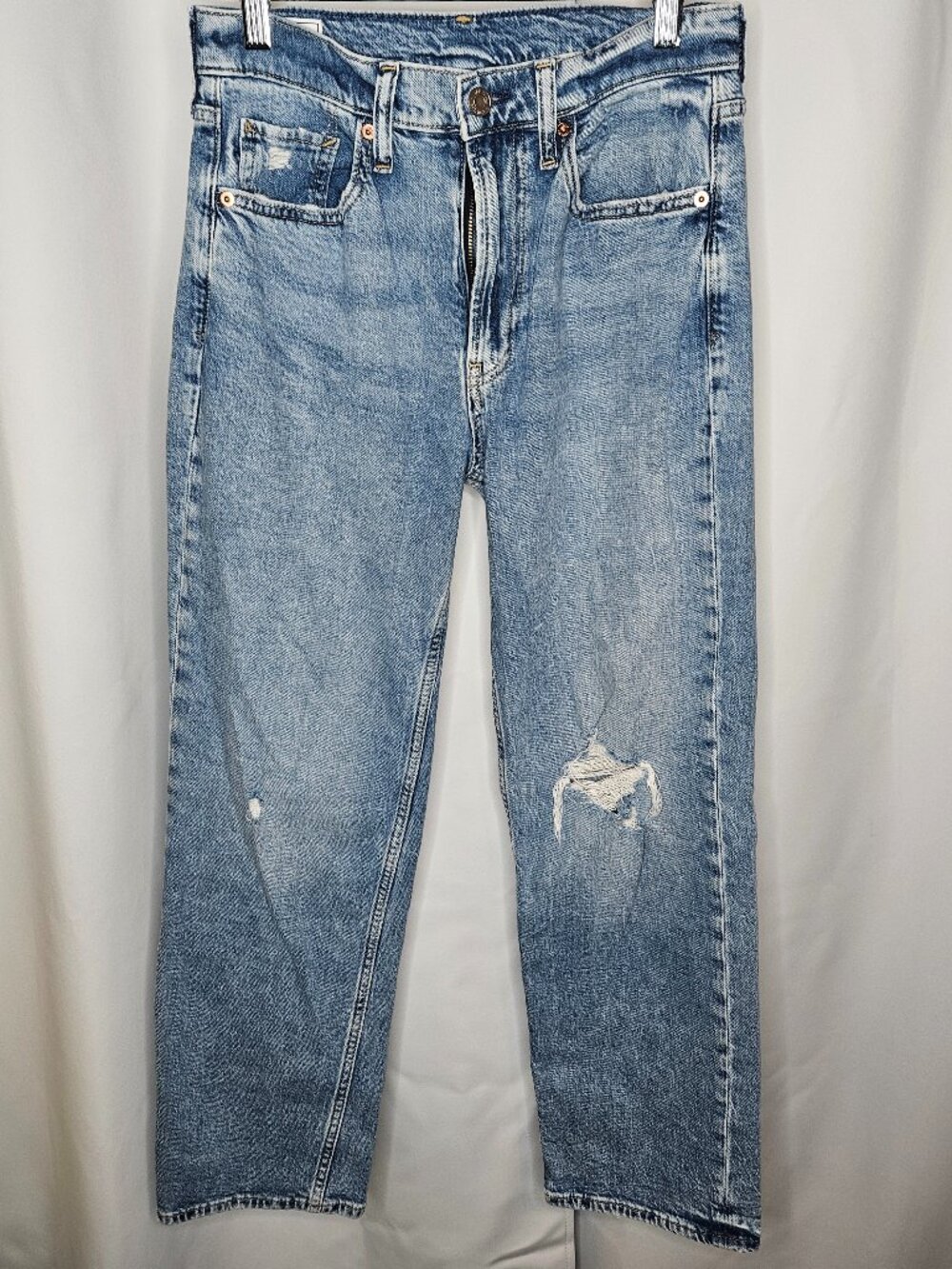 GAP 90s Loose High Rise Distressed Straight Jeans - Light Wash - Size 25/0P